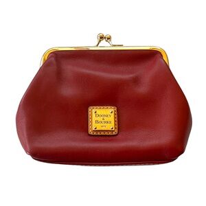 Dooney & Bourke Wexford Kiss Lock Wallet Red Leather with Gold Hardware